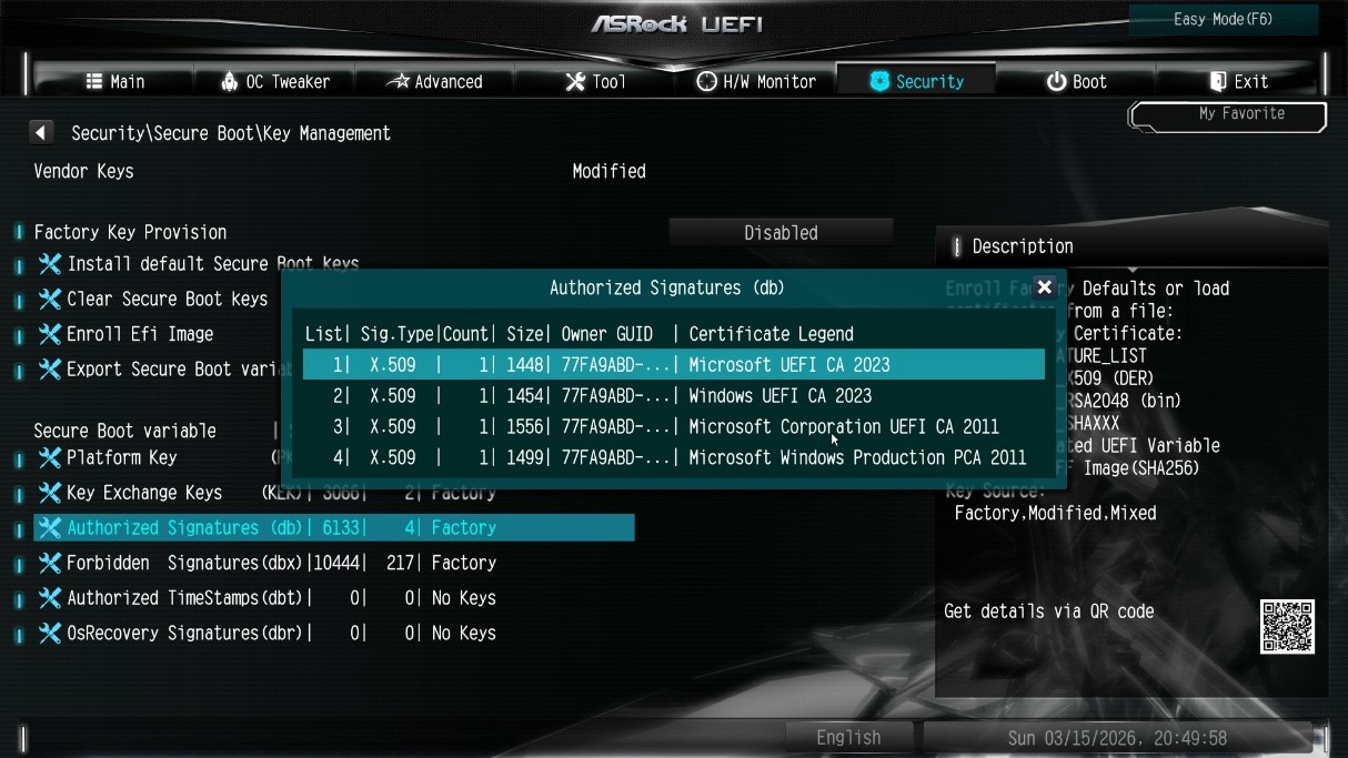 Check that DB Management contains